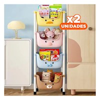 Pack2 Contenedor Kawaii 4 Niveles Estructura Resistente con 4 Personajes Y+Regalo Sticker