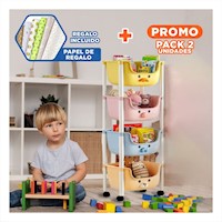 Pack2 Contenedor Kawaii 4 Niveles Estilo Tierno y Funcional 4 Personajes Y+Papel Regalo