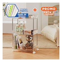 Pack2 Contenedor Lateral 3 Niveles con 4 Ruedas Practico para Espacios Acrilico Y+Papel Regalo