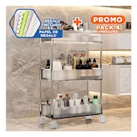 Pack4 Estructura Lateral 3 Niveles con 4 Ruedas Diseno Funcional Acrilico Y+Papel Regalo