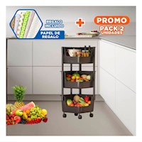 Pack2 Torre Cuadrada de 3 Niveles con Ruedas Uso Diario en Hogar Y+Papel Regalo