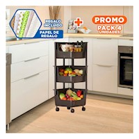 Pack4 Organizador Esquinero De 4 Niveles con Ruedas Blanco Uso Versatil Y+Papel Regalo