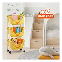 Pack2 Contenedor Kawaii 3 Niveles Almacenaje Comodo Diseno Pato Amarillo Y+Regalo Sticker