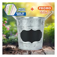 Pack2 Tiesto Cubo de Metal con Doble Agarradera y Cuadro para Nota muy Reforzado Y+Papel Regalo