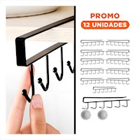 Pack12 Torre de Ganchos 6x1 Negro con Soporte Estable y mucho mas Superior Y+Regalo Sticker