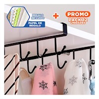 Pack12 Torre de Ganchos 6x1 Color Negro para Gente que Ama el Orden Sano Y+Papel Regalo