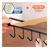 Pack2 Equipo de Gancho 6x1 Color Negro de Estilo Activo en su Vivienda Linda Y+Papel Regalo