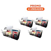 Pack4 Herramienta de Hogar 26x8x13 cm de Negro con Base de Seguridad de Carga Y+Regalo Sticker