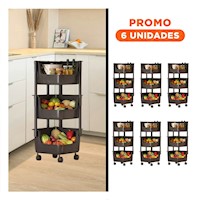 Pack6 Sistema Cuadrado de 3 Niveles con Ruedas Uso Diario Organizado