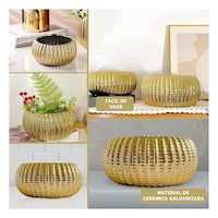 Jardinera Ovalada Ceramica Galvanizada 15x20x10.5cm Dorado Y+Post It