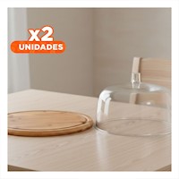 Pack2 Base Redonda 28,5cm Madera con Cupula de Plastico de Color Transparente Y+Regalo Sticker