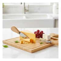 Base con 2 Utensilios de Madera Bambu Rectangular Ideal Para Preparar Comida Y+Post It