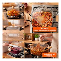 Recipiente de Vidrio con Tapa y Asa de Madera 3500ml Transparente