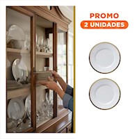 Pack2 Plato Blanco con Perfil Dorado Decorativo para Integracion en Vajilla Coordinada