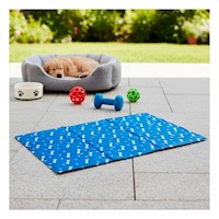 Manta Gel Frio para Mascota Patron Huesitos 50x65cm MD Azul