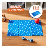 Pack2 Tapiz Acolchado con Gel Integrado Huesitos 40x60cm M Azul Y+Papel Regalo