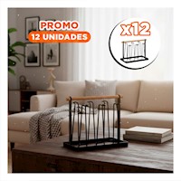 Pack12 Soporte de Tazas 6 Ramas Negro con Mango de Madera Y+Papel Regalo