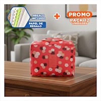 Pack12 Cosmetiquero Practico 20x15 cm Coral Diseño Flores para Viaje Y+Papel Regalo