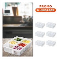 Pack6 Cestas Escurridoras Resistentes 6 en 1 Blanco Hogar
