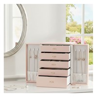 Joyero de Mesa Rosado con Divisiones Internas para Mejor Orden Y+Ligas Regalo