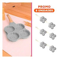 Pack6 Deposito Antiadherente Dividido para Huevos Tortillas y Preparaciones Beige