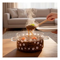 Recipiente Practico para Preparar Alimentos Calientes 1,8L Transparente Y+Post It