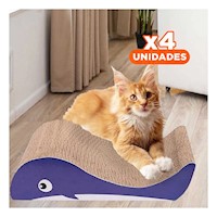 Pack4 Rascador en Marron de Carton con Figura de Ballena para Rasguño Diario Y+Papel Regalo