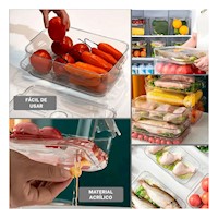 Bandeja de Acrilico Rectangular con Tapa Recta y Desague 32x20x5cm Transparente