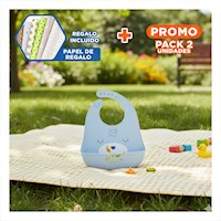 Pack2 Delantal Ajustable de Silicona Infantil con Carita Celeste Y+Papel Regalo