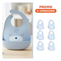 Pack6 Delantal Suave de Silicona Infantil con Carita Celeste