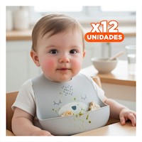 Pack12 Set de Babero pechera Infantil Silicona Plomo Comodo y Duradero