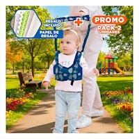Pack2 Cinturon Caminador infantil Bebe Azul Diseño Ballena Seguro y Duradero Y+Papel Regalo