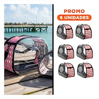 Pack6 Contenedor Rigido para Traslado Seguro 46x22x35cm Rosado Y+Regalo Sticker