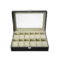 Organizador Porta Reloj Negro con 12 Ranuras Y+Papel Regalo