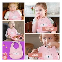 Pechera Infantil Silicona con Carita Rosado Duradero y Facil de Usar Y+Post It
