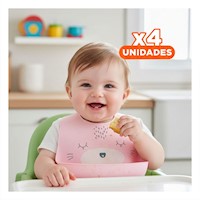 Pack4 Protectores Infantiles de Silicona con Carita Rosado Duradero y Seguro