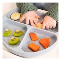 Plato con 3 Secciones Plomo de Silicona muy Lindo de Mirar al Comer Y+Ligas Regalo
