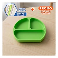 Pack2 Bandeja de 3 Secciones Verde de Silicona muy Util para sus Frutas Y+Papel Regalo
