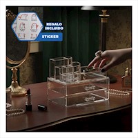Contenedor Organizador de Belleza Acrilico con Niveles y Divisor Superior Y+Regalo Sticker