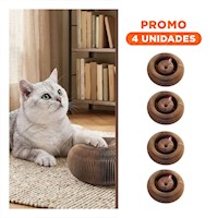 Pack4 Producto para Gato Acordeon con Pelota y Catnip Marron 1 Piso Casa