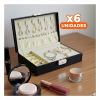 Pack6 Guardajoyas Elegante Rectangular Negro 20,5x12,5x5,5cm Y+Regalo Sticker
