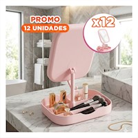 Pack12 Modulo de Maquillaje Led Cuadrado Rosado con Base Dividida