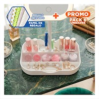 Pack6 Centro de Belleza Led Cuadrado Blanco con Compartimentos Multiuso Y+Papel Regalo