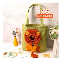 Pack6 Bolsa Creativa Leon Verde Claro con Diseno Moderno para Paseo y Casa