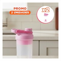 Pack2 Envase Tomatodo Shaker 500ml Rosado para Gym y Hidratación Diario Y+Papel Regalo