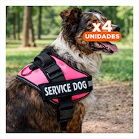 Pack4 Chaleco Pechera Service Dog Talla M Rosado Comodo Y+Papel Regalo