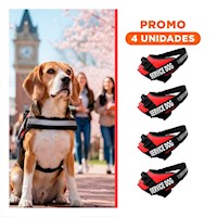 Pack4 Arnes Pechera Service Dog Talla M Rojo Paseos Largos
