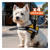 Pack4 Correa Pechera Service Dog Talla S Amarillo Resistente Y+Regalo Sticker
