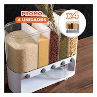 Pack4 Dispensador Blanco Transparente Ovalado 10L para Conservacion de Granos Y+Papel Regalo