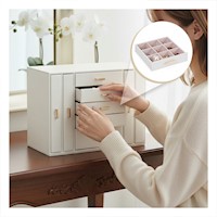 Pack2 Joyero Blanco con Cajones Amplios para Guardar Accesorios con Cuidado Y+Papel Regalo